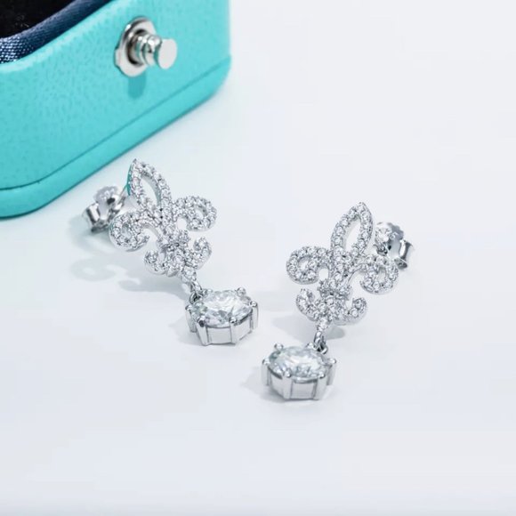 Certified 2ct. t.w. Diamond Dangle Earrings 18k White Gold over Italy Silver - Picture 5 of 15